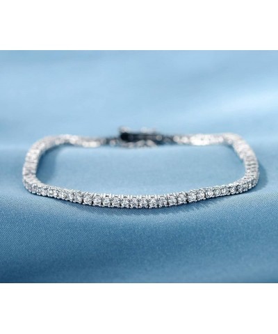 GMESME 18K White Gold Plated 2.0 Round Cubic Zirconia Classic Tennis Bracelet 6.5-8.5 Inch for Women Men White Gold 6.0 Inch ...