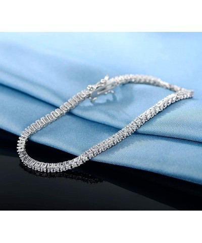 GMESME 18K White Gold Plated 2.0 Round Cubic Zirconia Classic Tennis Bracelet 6.5-8.5 Inch for Women Men White Gold 6.0 Inch ...