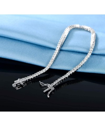 GMESME 18K White Gold Plated 2.0 Round Cubic Zirconia Classic Tennis Bracelet 6.5-8.5 Inch for Women Men White Gold 6.0 Inch ...