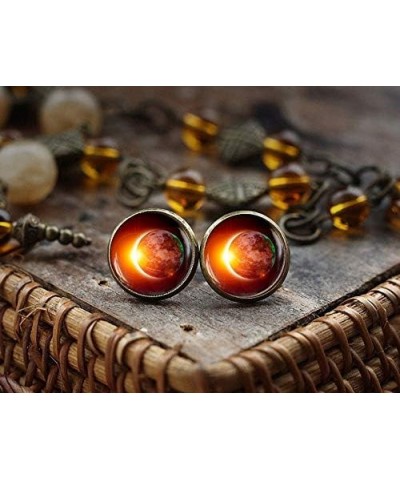 Eclipse earrings, space galaxy earrings, eclipse earrings, earth eclipse, outer space jewelry, sun and moon earrings $8.14 Ea...