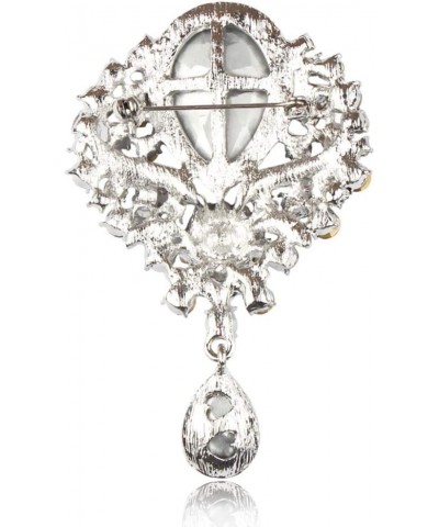 Wedding Bridal Big Crystal Rhinestone Bouquet Brooch Pin for Women (Black Tear Drop) silver $6.50 Brooches & Pins