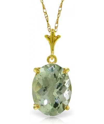 14K Solid Gold Necklace Natural Checkerboard Cut Green Amethyst Yellow Gold 16.0 Inches $112.86 Necklaces