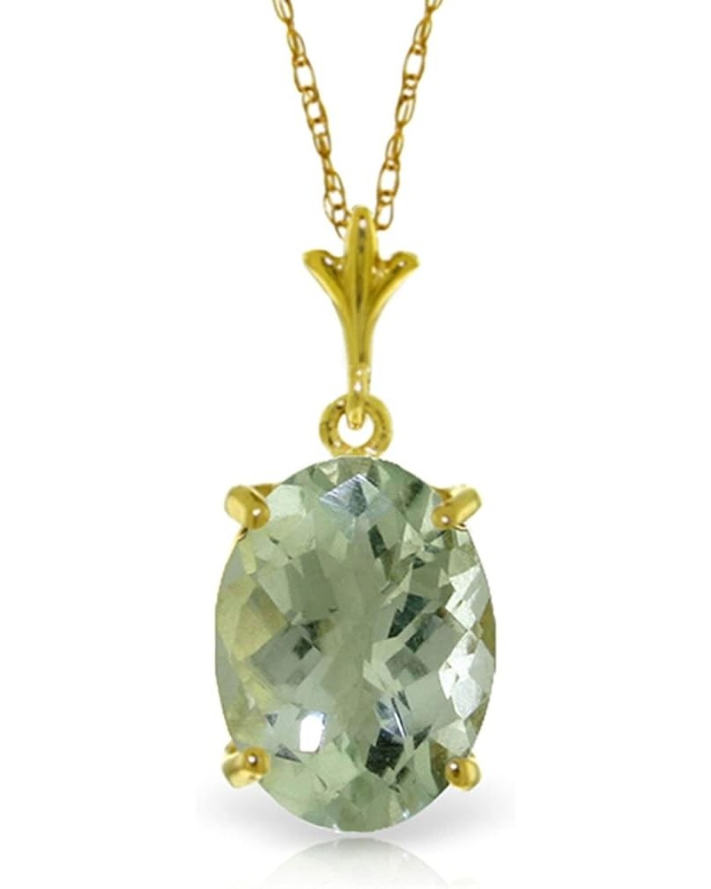 14K Solid Gold Necklace Natural Checkerboard Cut Green Amethyst Yellow Gold 16.0 Inches $112.86 Necklaces