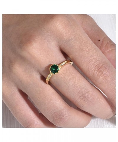 Gold Rings for Women Luxury Flower Shape Sapphire Engagement Ring Sterling Silver Rings for Wedding Size 8-10 6.5 Green $14.0...