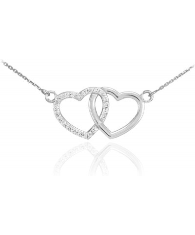 925 Sterling Silver Open Heart Twins Pendant CZ-Studded Gemini Necklace 16.0 Inches $25.95 Necklaces