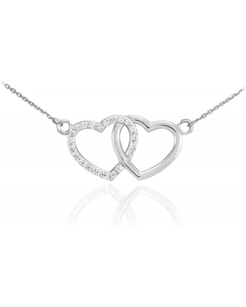 925 Sterling Silver Open Heart Twins Pendant CZ-Studded Gemini Necklace 16.0 Inches $25.95 Necklaces