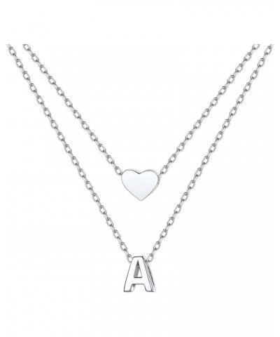 Heart Necklace and Initial Necklace for Women Girls 925 Sterling Silver Dainty Layered Initial Choker Necklaces $23.36 Necklaces