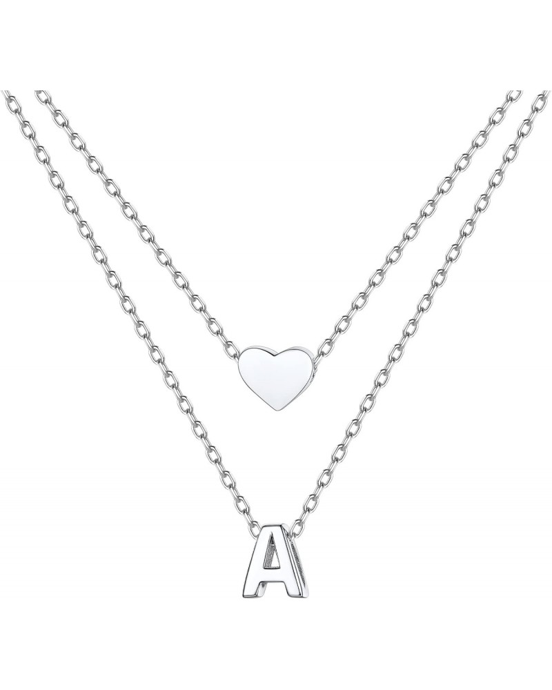 Heart Necklace and Initial Necklace for Women Girls 925 Sterling Silver Dainty Layered Initial Choker Necklaces $23.36 Necklaces