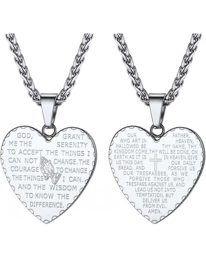 Stainless Steel the Lord's Prayer Necklace, Praying Hands Pendant & Chain, Mens Womens Necklace, 22inch-24inch, Come Gift Box...