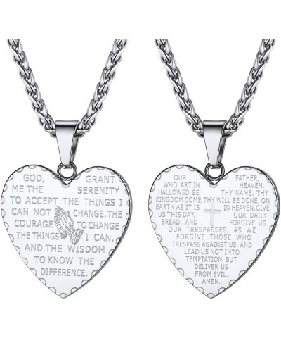 Stainless Steel the Lord's Prayer Necklace, Praying Hands Pendant & Chain, Mens Womens Necklace, 22inch-24inch, Come Gift Box...