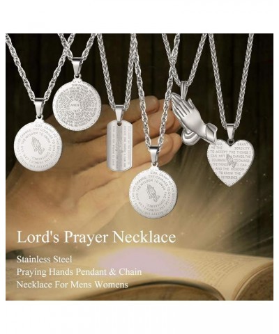 Stainless Steel the Lord's Prayer Necklace, Praying Hands Pendant & Chain, Mens Womens Necklace, 22inch-24inch, Come Gift Box...