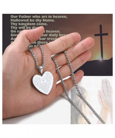 Stainless Steel the Lord's Prayer Necklace, Praying Hands Pendant & Chain, Mens Womens Necklace, 22inch-24inch, Come Gift Box...