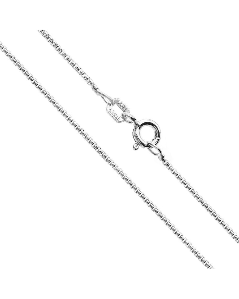 060 Gauge 16-30 Inch Rhodium Plated 925 Sterling Silver Box Chain Italian Necklace for Women 24 $10.44 Necklaces