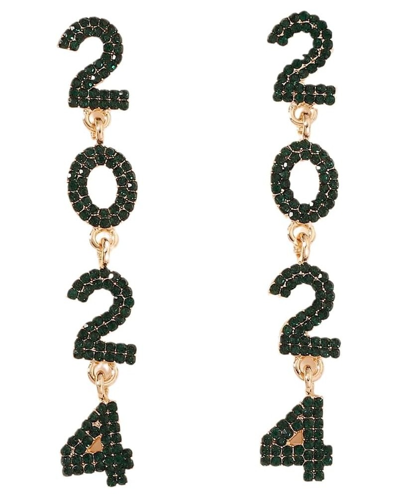 New Year Earrings 2024 Beaded Rhinestone 2024 NYE Clock New Years Eve Earrings Dangle Christmas Earrings Festive Party dark g...