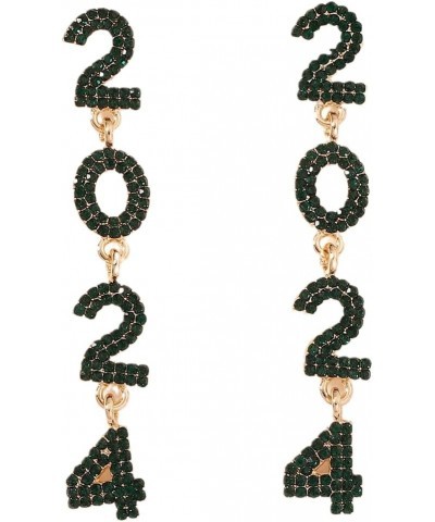 New Year Earrings 2024 Beaded Rhinestone 2024 NYE Clock New Years Eve Earrings Dangle Christmas Earrings Festive Party dark g...