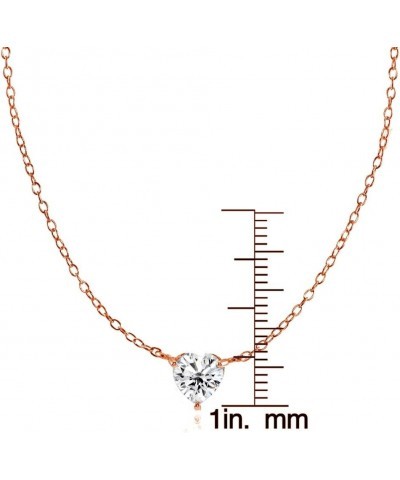 Rose Gold Flashed Sterling Silver Small Dainty Cubic Zirconia Heart Choker Necklace Cubic Zirconia $11.07 Necklaces