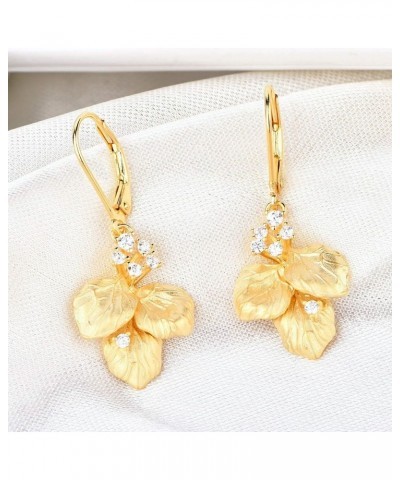 925 Sterling Silver Women Gold Drop&Dangle Earrings Flower/Leaf Leverback Earrings Flower $32.50 Earrings