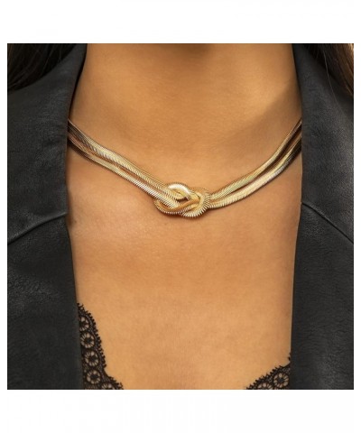 Chunky Gold Silver Choker Necklace for Women Fashion Thick Snake Bone Chain Gold Thick Twisted Necklace Layered Geometric Sph...