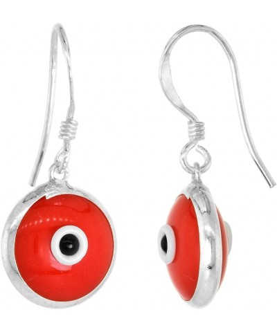 Sterling Silver Evil Eye Earrings for Women and Girls 10 MM Glass Eyes Available in All Color Fish Hook Red $12.95 Earrings