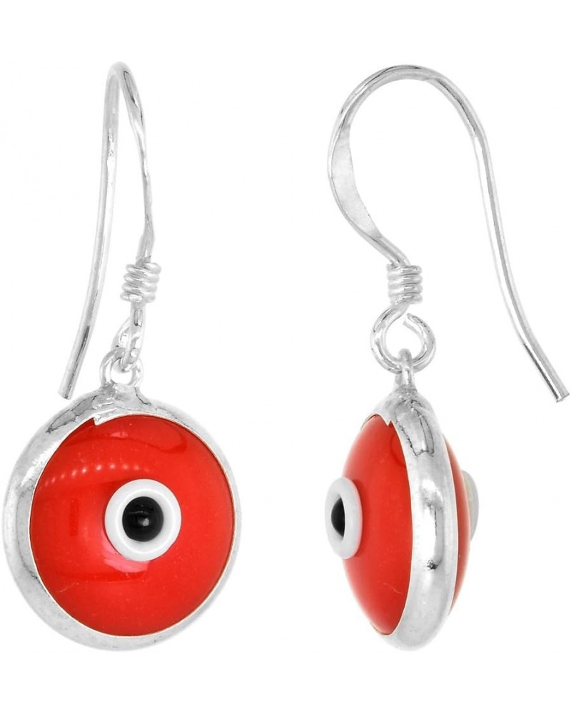 Sterling Silver Evil Eye Earrings for Women and Girls 10 MM Glass Eyes Available in All Color Fish Hook Red $12.95 Earrings