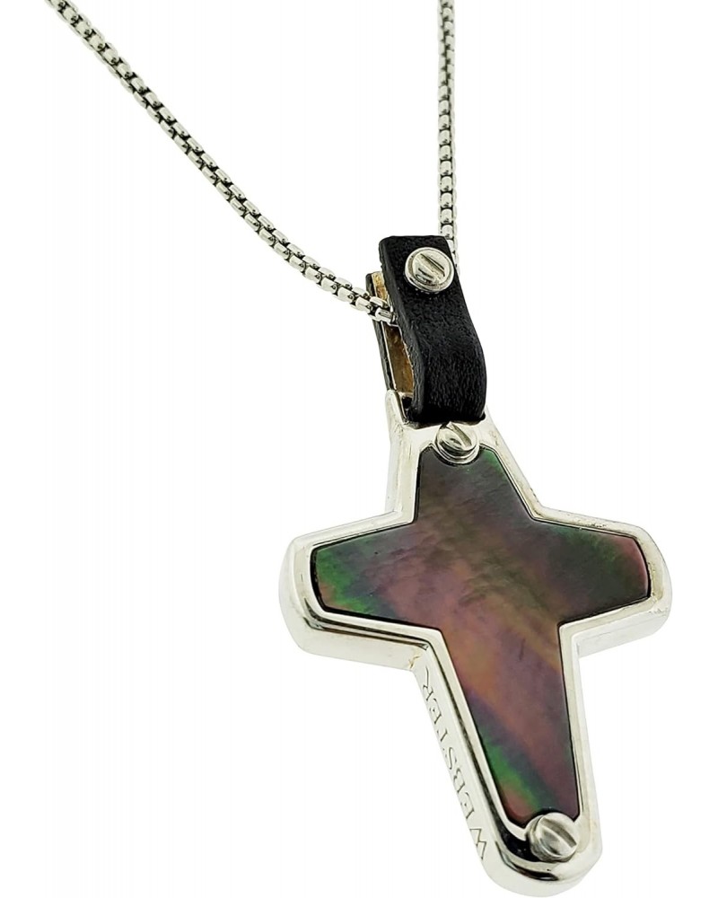 England Made Me Black Mother Of Pearl Cross Necklace $80.52 Necklaces