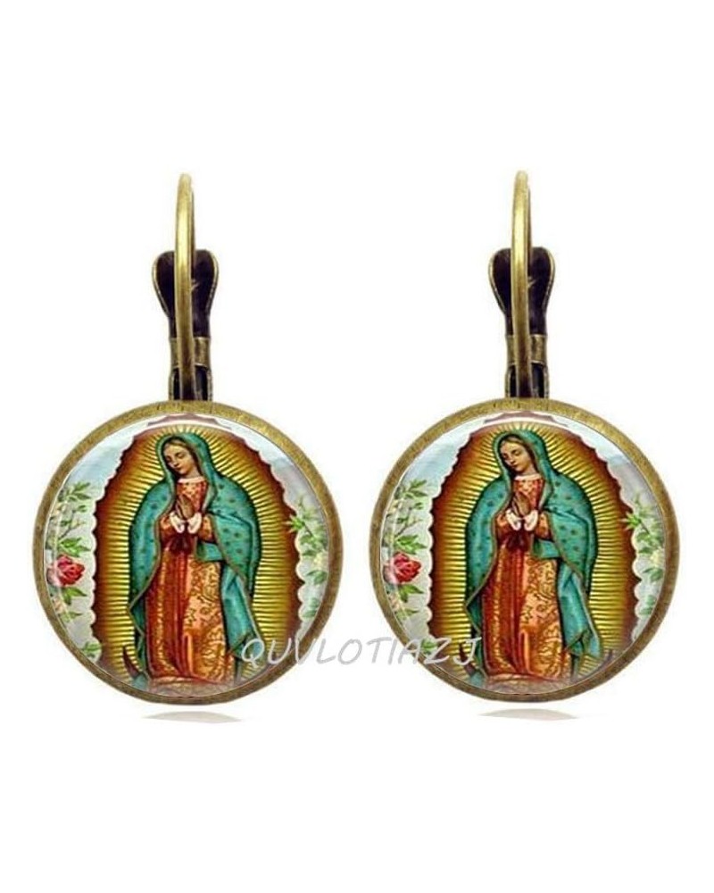 Our Lady of Guadalupe Earrings Religious Glass Bezel Art Stud Earrings,Photo Stud Earrings Art Stud Earrings Photo Jewelry Ar...