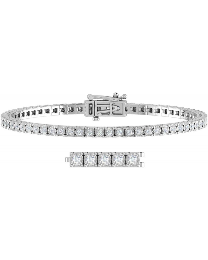 1 to 1 1/10 Carat Diamond Tennis Bracelet in 925 Sterling Silver (7 to 8 inch) Sterling Silver 7.5 Inches $123.20 Bracelets