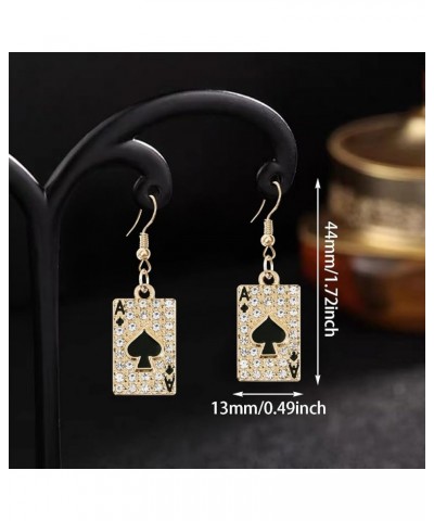 Unique Funny Hypoallergenic Alloy Sparkly Crystal Poker hearts and spades A Ace Playing Cards Dangle Drop Stud Earrings For W...