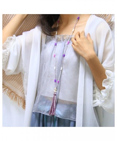 Women Necklace Tassel Pearl Necklace Long Tassel Necklace Shining Crystal Necklace New Colorful 05D $9.50 Necklaces