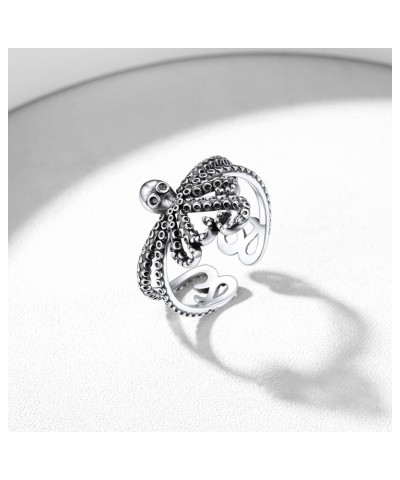 925 Sterling Silver Ring Punk Vintage Octopus/Snake/Hawk Open Adjustable Ring for Women Men Style C $13.43 Rings