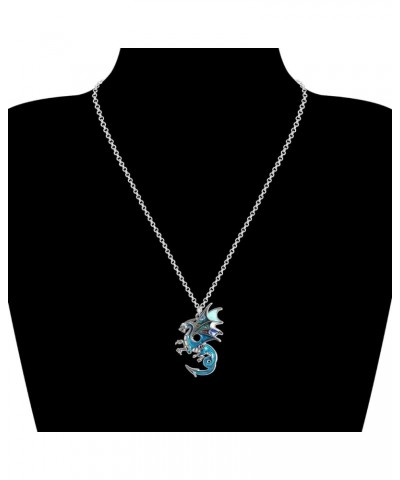 Enamel Alloy Fantasy Dragon Necklace Dinosaur Pendant Novelty Jewelry for Women Girls Festival Charms Gifts Azure $10.43 Neck...