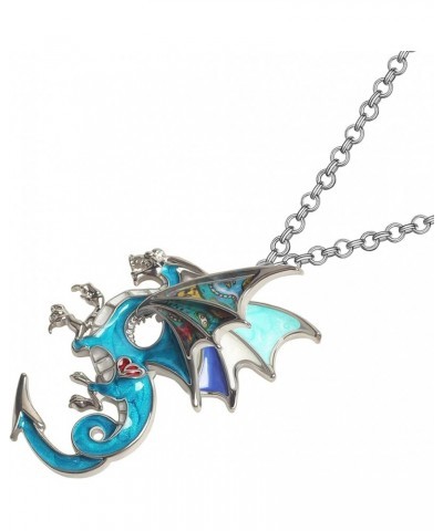 Enamel Alloy Fantasy Dragon Necklace Dinosaur Pendant Novelty Jewelry for Women Girls Festival Charms Gifts Azure $10.43 Neck...