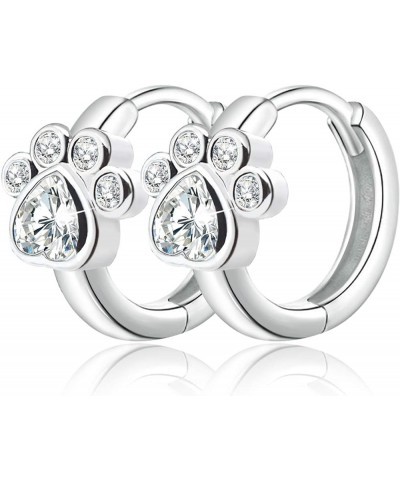 vlink Earrings for Women 925 Sterling Silver CZ Small Hoop Cartilage Earring | Cubic Zirconia with Dog Cat Pet Puppy Paw Hugg...