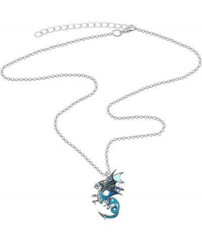 Enamel Alloy Fantasy Dragon Necklace Dinosaur Pendant Novelty Jewelry for Women Girls Festival Charms Gifts Azure $10.43 Neck...