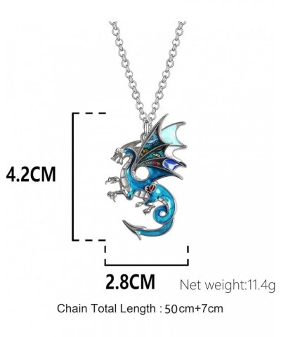 Enamel Alloy Fantasy Dragon Necklace Dinosaur Pendant Novelty Jewelry for Women Girls Festival Charms Gifts Azure $10.43 Neck...