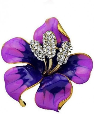 Purple Rose Flower Brooch Crystal Floral Brooch Scarf Clothes Bag Enamel Lapel Pin Costume Jewelry for Women Fashion Vintage ...