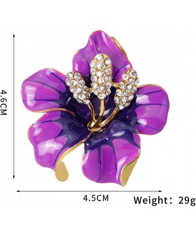 Purple Rose Flower Brooch Crystal Floral Brooch Scarf Clothes Bag Enamel Lapel Pin Costume Jewelry for Women Fashion Vintage ...