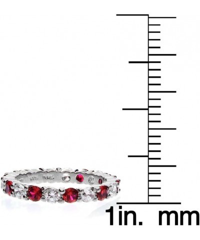 Sterling Silver Created Ruby and Cubic Zirconia Wedding Band Ring $25.19 Rings