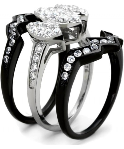 His Hers 4 Piece Black Ion Plated Stainless Steel Wedding Engagement Ring Band Set Size Women's 05 Men's 08 $16.25 Sets