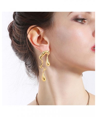 Irregular Waterdrop Earrings for Women Liquid Metal Earrings Thick Hypoallergenic Dangle Earrings Gold Statement Earrings Jew...