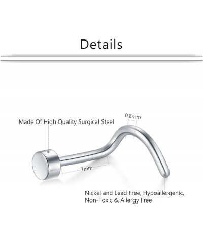 20g Stainless Steel Nose Rings Hoop L Shape Nose Studs Nose Screw Bone Silver Rose Gold Black Rainbow Pack for Women Men 28Pc...