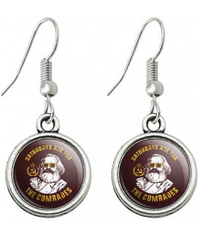 Saturdays Are For The Comrades Communists Funny Humor Novelty Dangling Drop Charm Earrings $9.34 Earrings