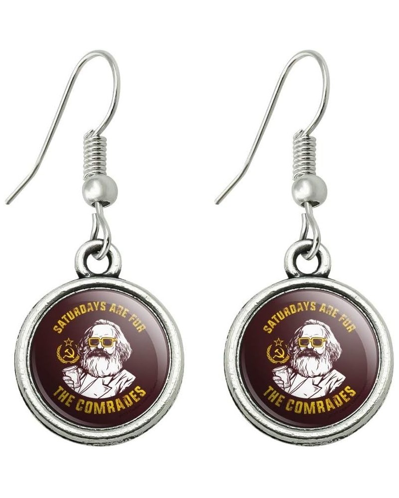 Saturdays Are For The Comrades Communists Funny Humor Novelty Dangling Drop Charm Earrings $9.34 Earrings