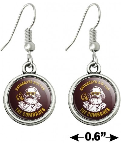 Saturdays Are For The Comrades Communists Funny Humor Novelty Dangling Drop Charm Earrings $9.34 Earrings