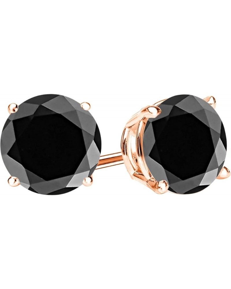 1/2-10 Carat Total Weight Black Diamond Stud Earrings 4 Prong Push Back Rose Gold 1.99 carats $154.60 Earrings