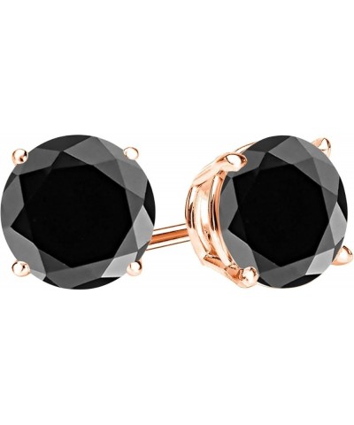 1/2-10 Carat Total Weight Black Diamond Stud Earrings 4 Prong Push Back Rose Gold 1.99 carats $154.60 Earrings