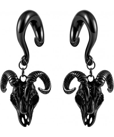 2PCS Ear Gauges Fashion Goat Skull Ear Hanger Weights for Stretched Ears Tunnels 316 Stainless Steel Hypoallergenic Body Jewe...