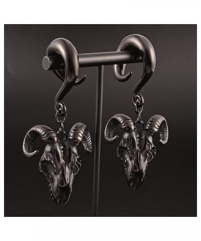 2PCS Ear Gauges Fashion Goat Skull Ear Hanger Weights for Stretched Ears Tunnels 316 Stainless Steel Hypoallergenic Body Jewe...