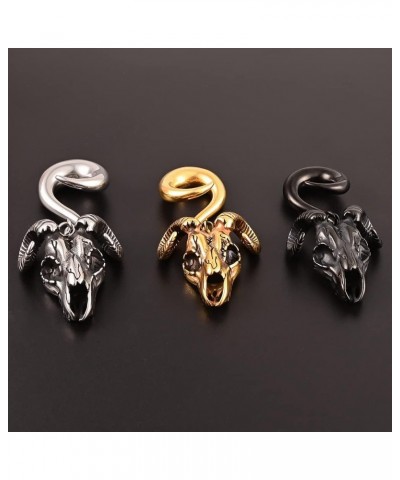 2PCS Ear Gauges Fashion Goat Skull Ear Hanger Weights for Stretched Ears Tunnels 316 Stainless Steel Hypoallergenic Body Jewe...