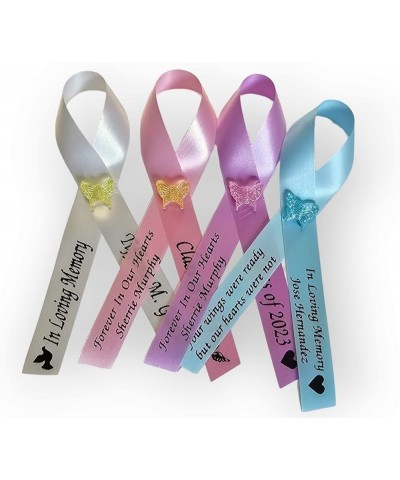 Personalized Memorial Service Funeral Ribbon Pins 20 Cross Religious Celebration of Life Custom Made Awareness Remembrance An...